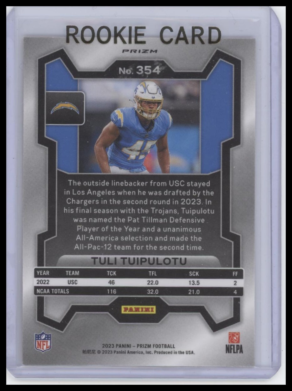 2023 Panini Prizm #354 Tuli Tuipulotu Lazer
