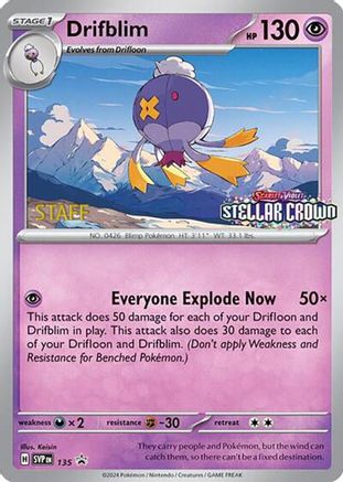 Drifblim - 135 [Staff] (135) Promo Reverse Holofoil