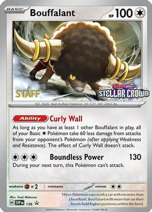 Bouffalant - 136 [Staff] (136) Promo Reverse Holofoil
