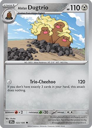 Alolan Dugtrio - 123/191 (123) Uncommon Reverse Holofoil