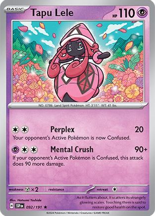 Tapu Lele (92) Rare Reverse Holofoil