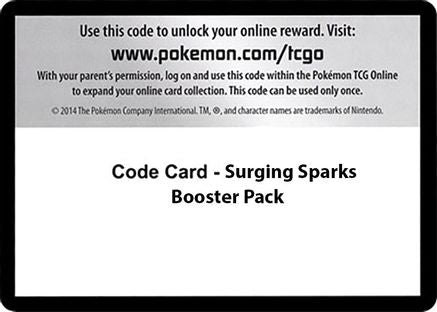 Code Card - Surging Sparks Booster Pack Code Card