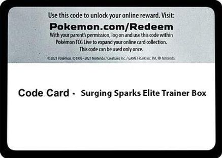 Code Card - Surging Spark Elite Trainer Box Code Card