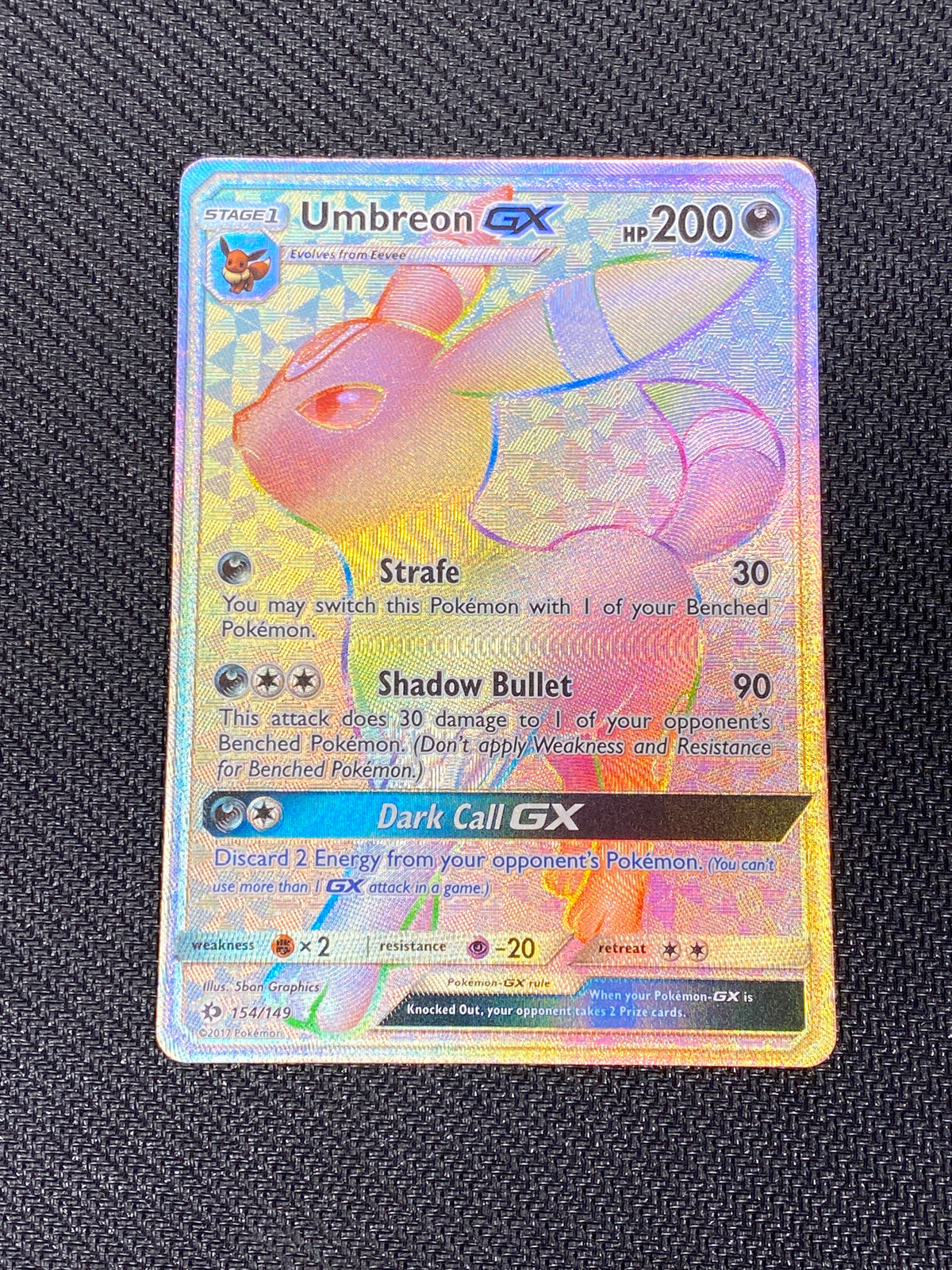 Umbreon GX (Secret) (154)/149 Secret Rare Holofoil (Cabinet-NM)