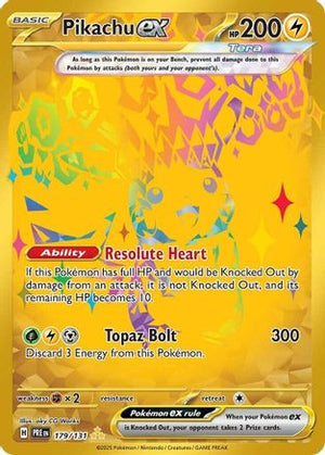 Pikachu ex - 179/131 Prismatic Evolutions Hyper Rare Holofoil (Cabinet-NM)