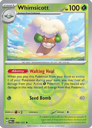 Whimsicott (Master Ball Pattern) (8) Rare Holofoil