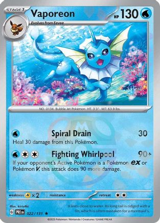 Vaporeon (Master Ball Pattern) (22) Rare Holofoil