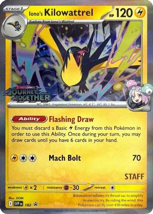 Iono's Kilowattrel - 182 (Prerelease) [Staff] (182) Promo Holofoil