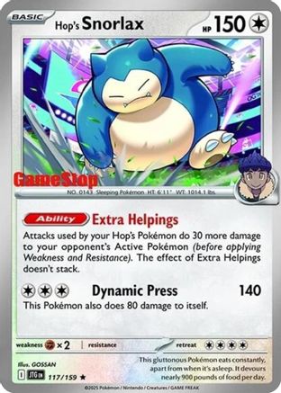 Hop's Snorlax - 117/159 (GameStop) (Cosmos Holo) (117) Promo Holofoil