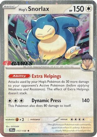 Hop's Snorlax - 117/159 (EB Games) (Cosmos Holo) (117) Promo Holofoil