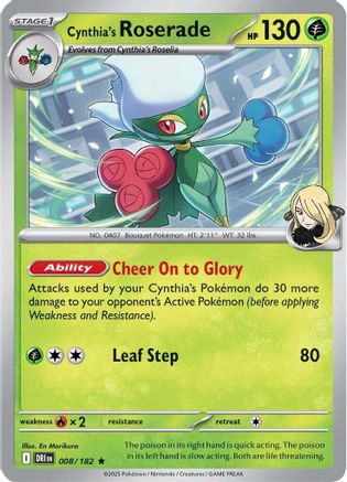 Cynthia's Roserade (8) Rare Reverse Holofoil