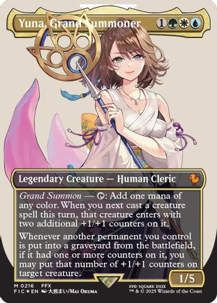 Yuna, Grand Summoner (Borderless) (Surge Foil) (FIC-216) - Commander: FINAL FANTASY Foil (Cabinet-NM)
