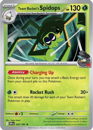Team Rocket's Spidops - 020/182 (20) Rare Reverse Holofoil