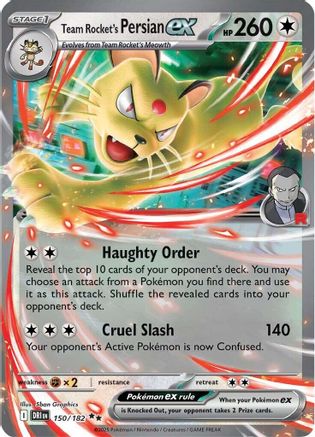 Team Rocket's Persian ex - 150/182 (150) Double Rare Holofoil