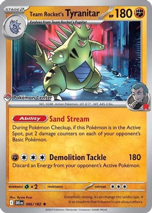 PKM - Team Rocket's Tyranitar (Pokémon Center Exclusive) (96) Rare (Cabinet-NM)