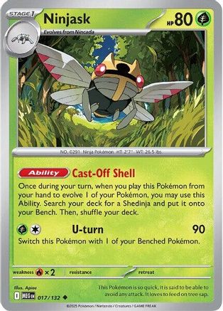 Ninjask - 017/132 (17) Uncommon Reverse Holofoil