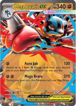 Mega Lucario ex - 077/132 (77) Double Rare Holofoil