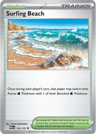 Surfing Beach (129) Uncommon Reverse Holofoil