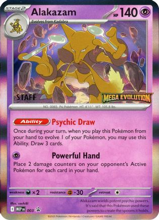 Alakazam - 003 (Staff) (3) Promo Holofoil