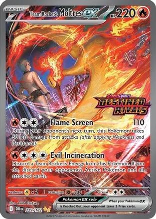 Team Rocket's Moltres ex - 229/182 (Destined Rivals Stamp) (229) Double Rare Holofoil