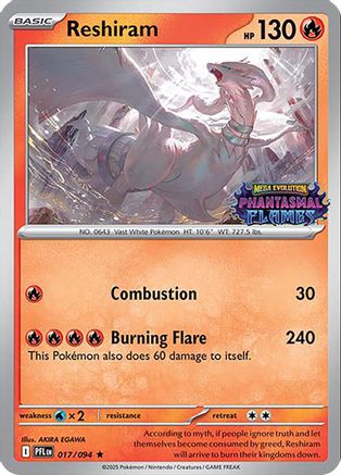 Reshiram (Phantasmal Flames Stamped) (17) Rare Holofoil