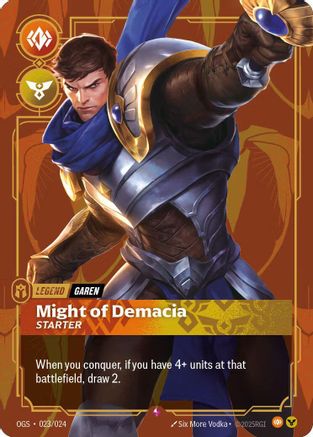Garen, Might of Demacia (Metal) (Best Of) (023/024) - Riftbound Organized Play Promotional Cards Foil