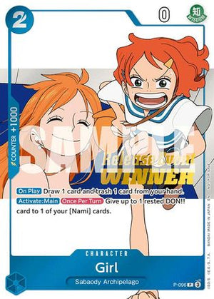 Girl (OP14 Release Event Winner) (P-096) - One Piece Promotion Cards Foil (Cabinet)