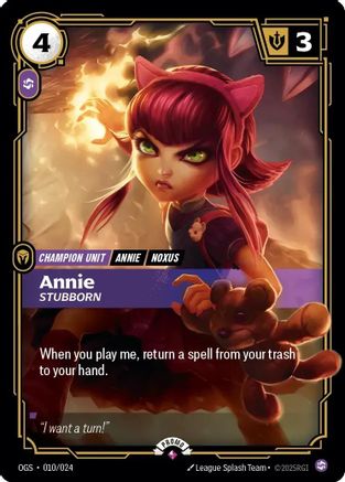 Annie, Stubborn (010/024) - Riftbound Organized Play Promotional Cards Foil