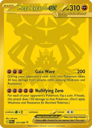 Mega Zygarde ex 124/088 Perfect Order Gold Card (Cabinet-NM)