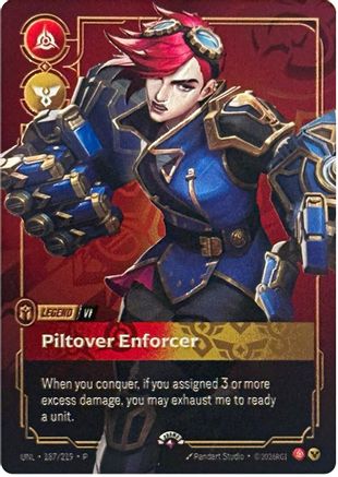 Vi, Piltover Enforcer (Metal) (Prize Wall) (187/219) - Riftbound Organized Play Promotional Cards