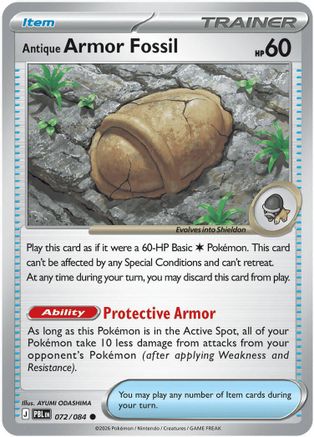 Antique Armor Fossil (72) Common Reverse Holofoil