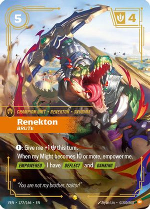 Lightly Played Renekton - Brute (Overnumbered) (177/166) - Vendetta Foil (Cabinet)