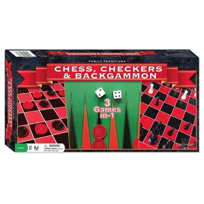3-in-1 Chess, Checkers, & Backgammon Game Set