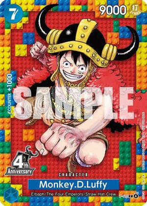 Monkey.D.Luffy (4th Anniversary) (P-110) - (Sealed) One Piece Promotion Cards (Cabinet-NM)