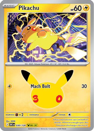 Pikachu - 030/128 (30) Pikachu Rare Holofoil