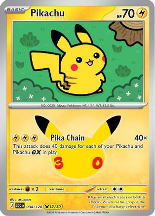 Pikachu - 034/128 (34) Pikachu Rare Holofoil