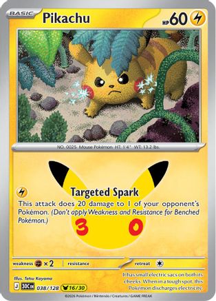 Pikachu - 038/128 (38) Pikachu Rare Holofoil