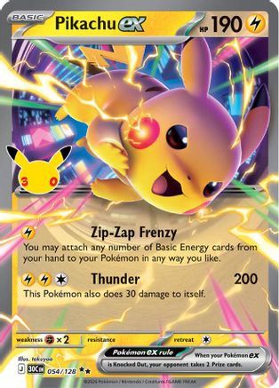 Pikachu ex - 054/128 (54) Double Rare Holofoil