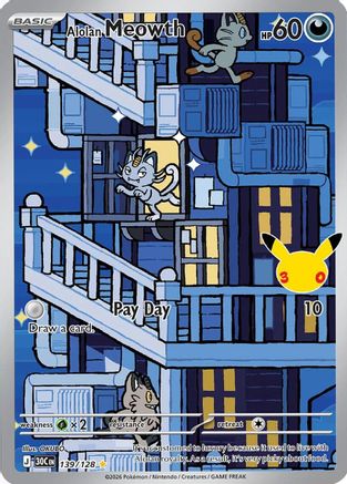 Alolan Meowth - 139/128 (139) Illustration Rare Holofoil