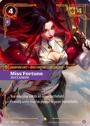Miss Fortune, Buccaneer (T1 Worlds Champion Player Bundle) (T1A 004/005) - T1 2025 Worlds Champion Bundles Foil