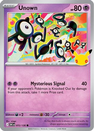 Unown (72) Common Holofoil