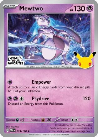 Mewtwo - 063/128 (What's Your Favorite Stamp) (63) Rare Holofoil