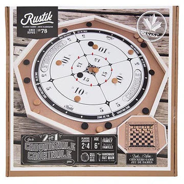 Rustik 2 In 1 Crokinole & Checkers Game Board