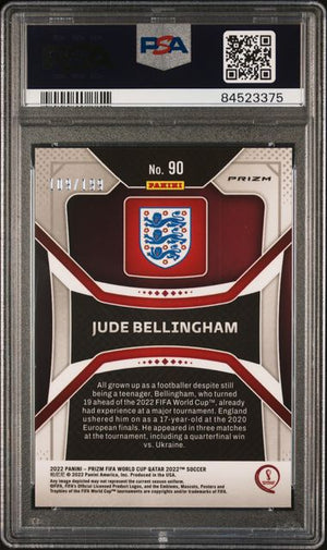 PSA 10 Jude Bellingham #90 Blue Wave Prizm W/C Qatar (Cabinet)