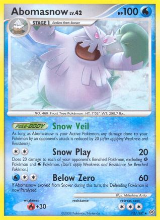 Abomasnow (12)/100 Rare Reverse Holofoil