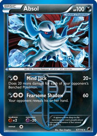 Absol (Team Plasma) (67)/116 Holo Rare Holofoil
