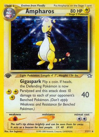 Ampharos (1)/111 Holo Rare 1st Edition Holofoil