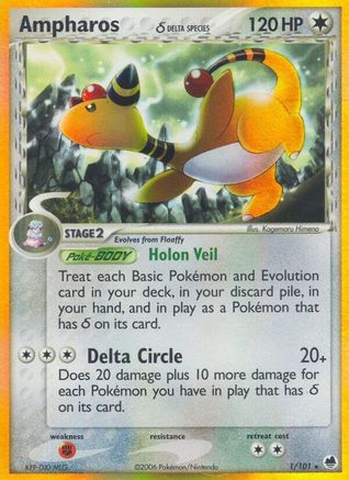 Ampharos (Delta Species) (1)/101 Holo Rare Holofoil