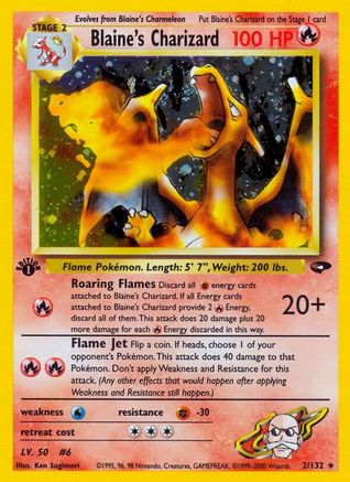 Blaine's Charizard (2)/132 Holo Rare 1st Edition Holofoil