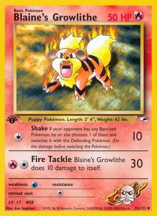 Blaine's Growlithe (35) (35)/132 Uncommon 1st Edition